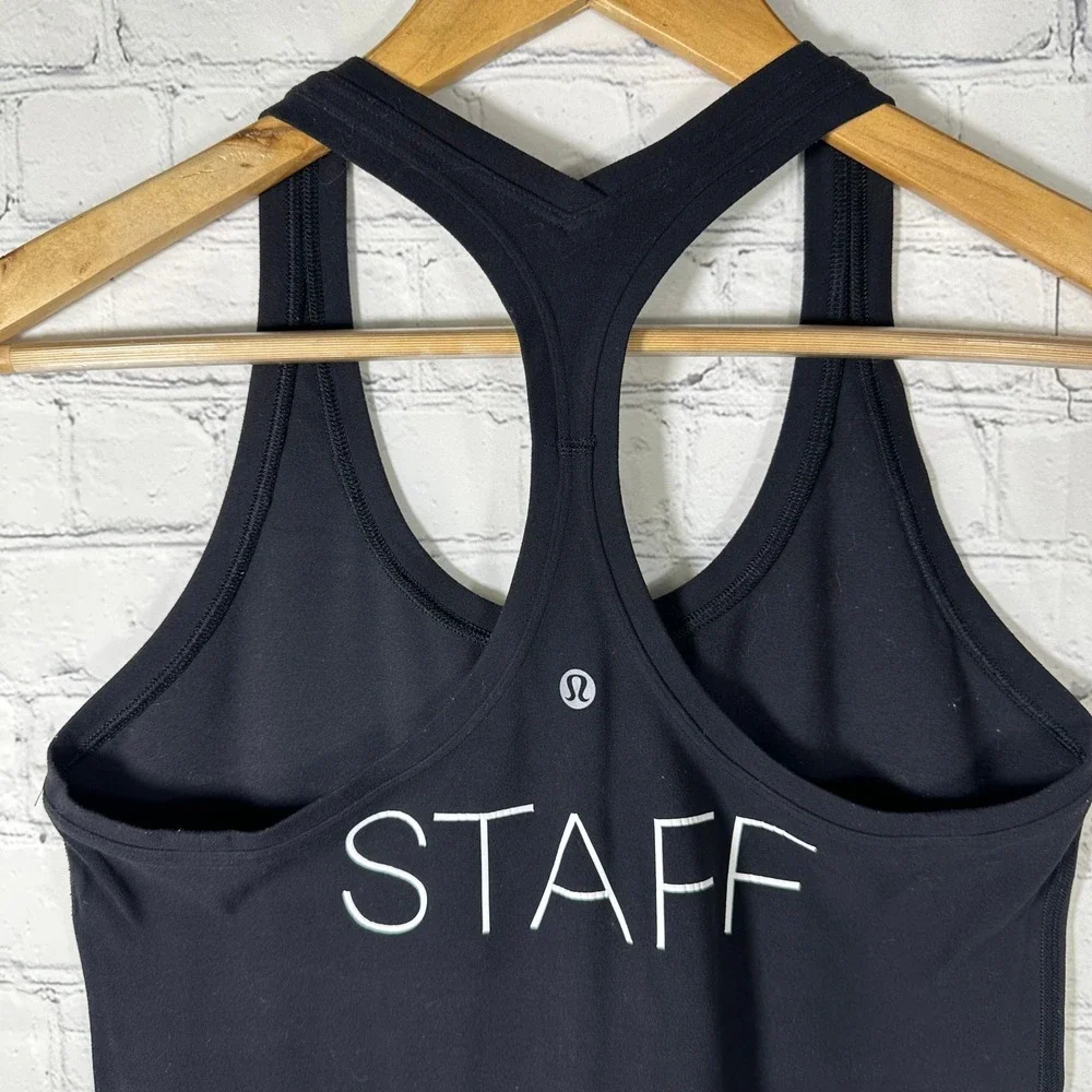 Lululemon The Firm Staff Graphic Racerback Tank Top Black Womens Small‎